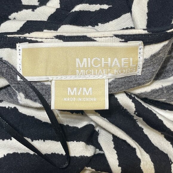 Michael Michael Kors Zebra Top Size M Medium Black White V-Neck - Picture 4 of 6